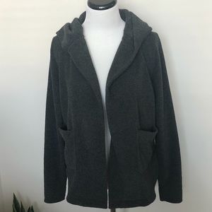 LOFT Grey Hooded Fleece Lined Cardigan Jacket XS